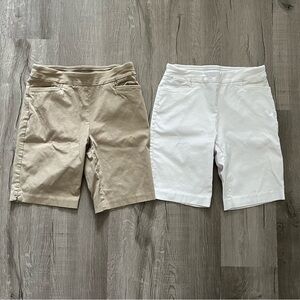 White and Tan Capri Shorts Set